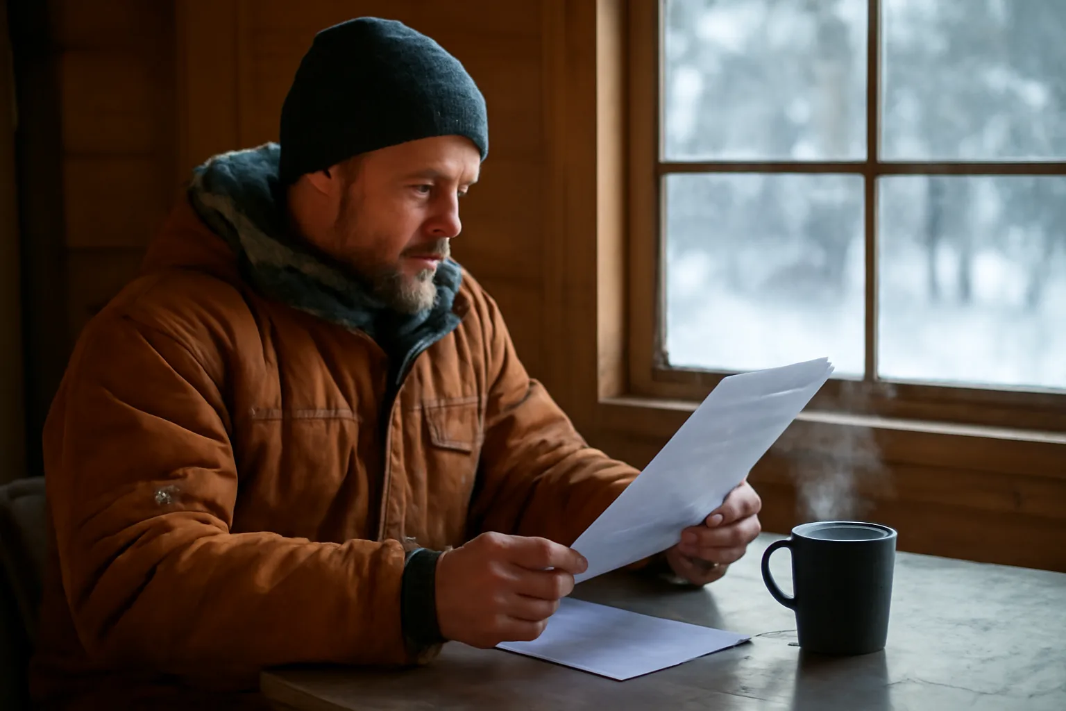 Pipefitter checking mechanical administrator renewal paperwork at a table in Alaska